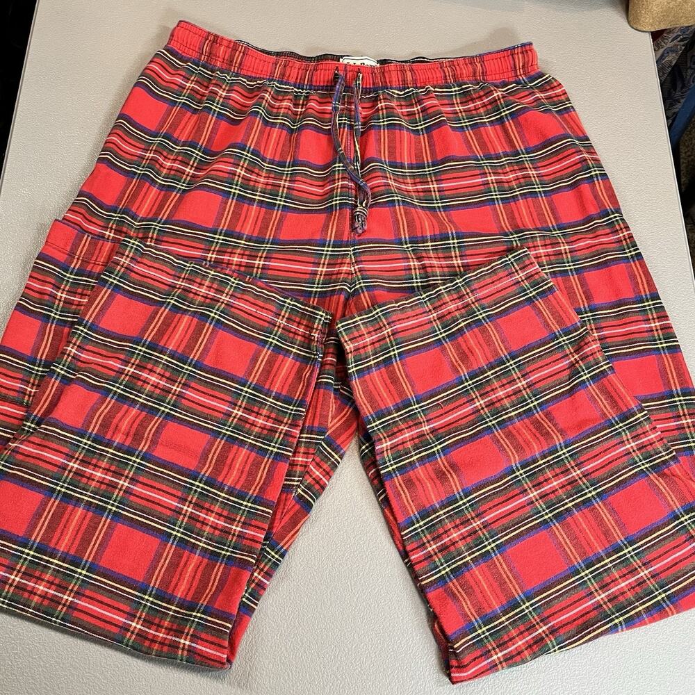 Vintage LL Bean XL Flannel Pajama Lounge Pants Tartan Plaid Drawstring USA Made